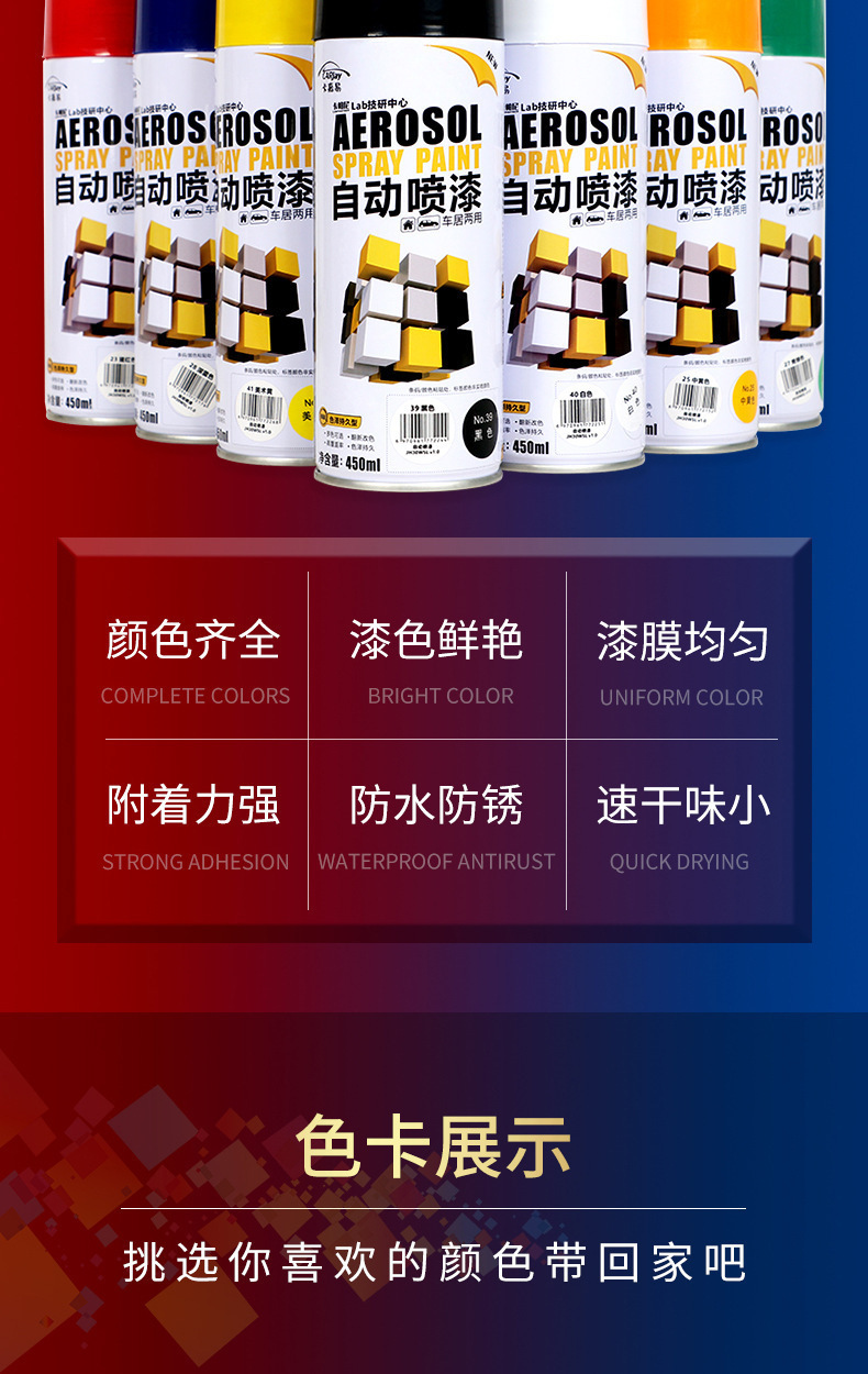 Anti-rust self-painting hand-cranked automatic furniture wood varnish black and white graffiti metal paint for cars