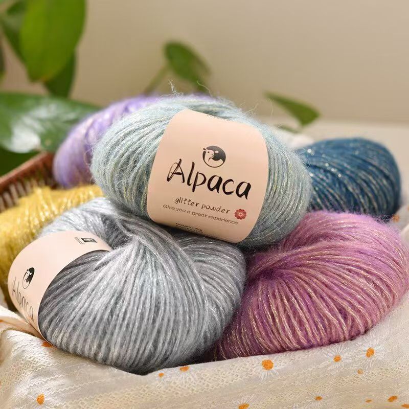 金葱真丝马海毛星河段染色毛线编织彩虹围巾diy毛衣羊毛帽子披肩