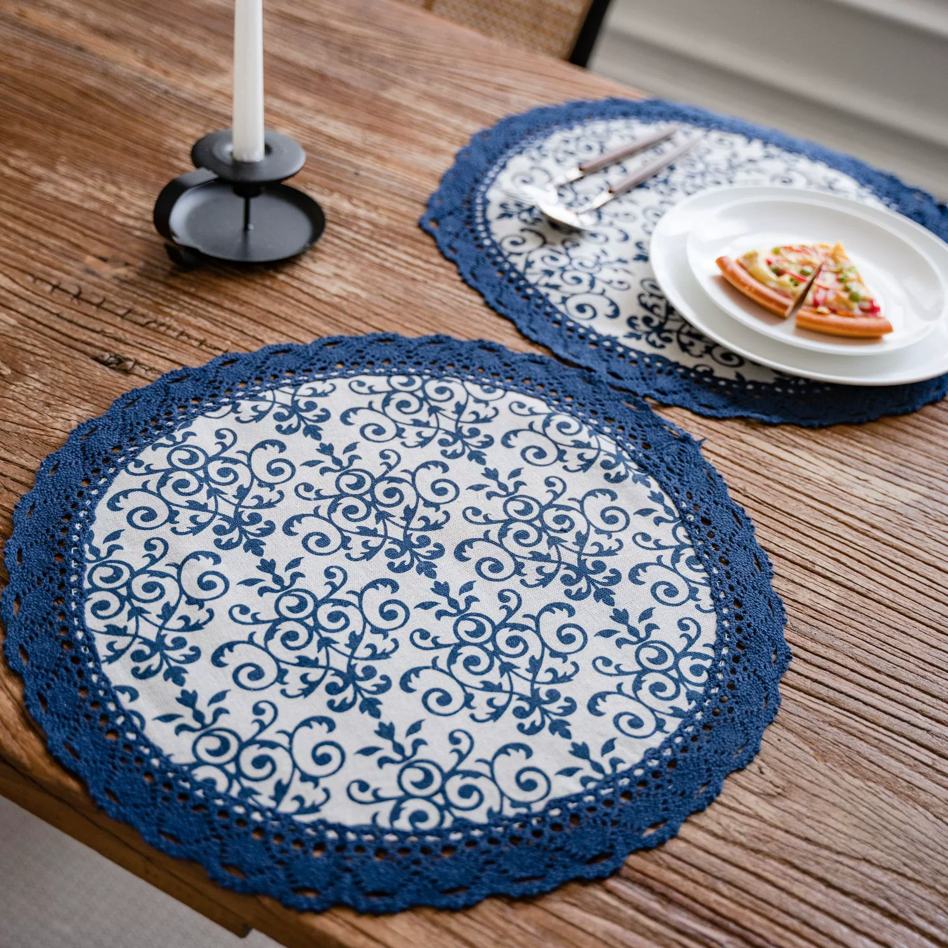 Placemat single-layer decorative lace, round and rectangular, 30/38 cm options, geometric prints