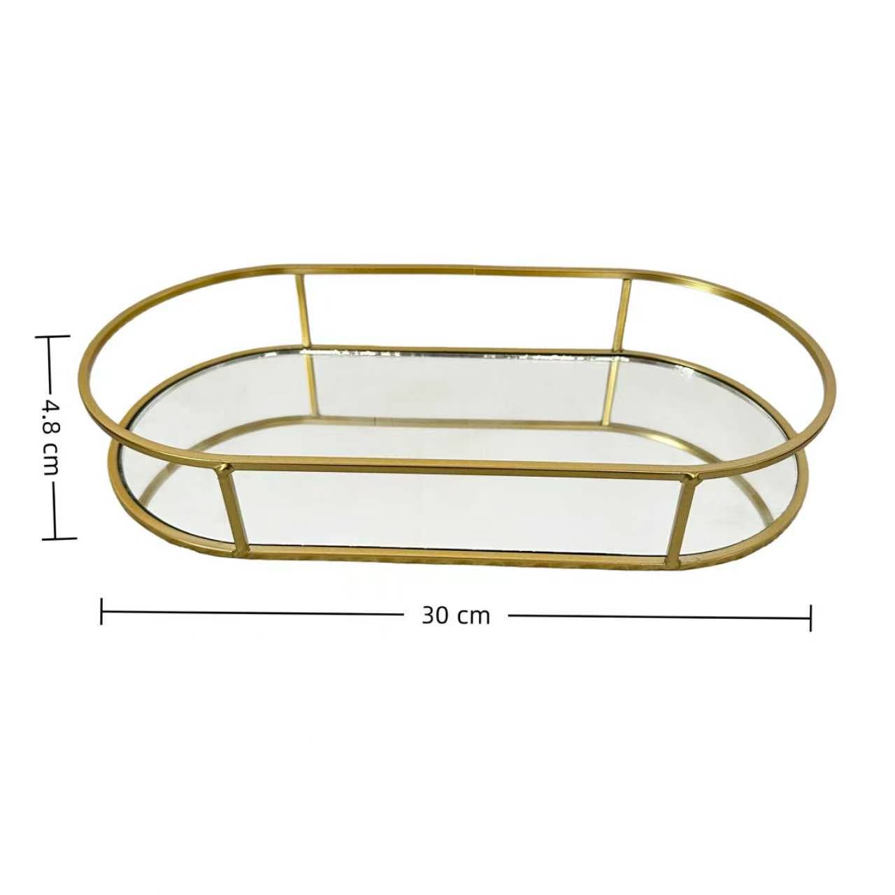 Espejo de lujo ligero bandeja de almacenamiento cosméticos perfumes joyas acabado estante de pastel estante de escritorio ins bandeja de aire