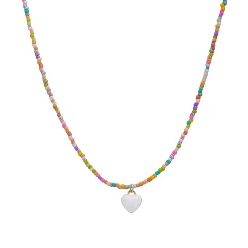 New versatile dopamine forest candy contrast color love beaded necklace cute girl sweet temperament clavicle chain