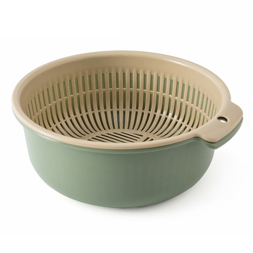 Nordic double-layer drain basket vegetable basket household living room fruit basket portable plastic fruit and vegetable drain basket