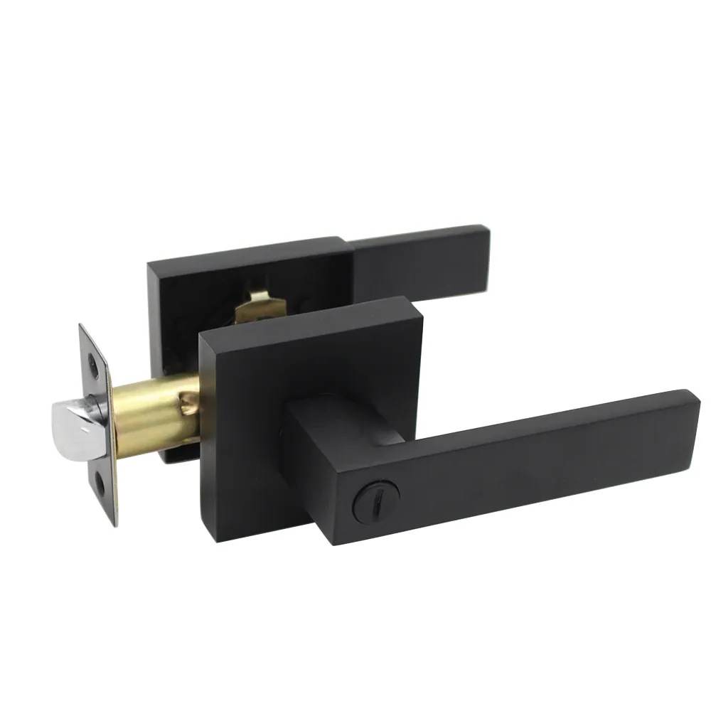Personalizada americana pesada cerradura de tres barras de mano cuadrada negra cerradura de puerta de lengua única cerradura de puerta interior