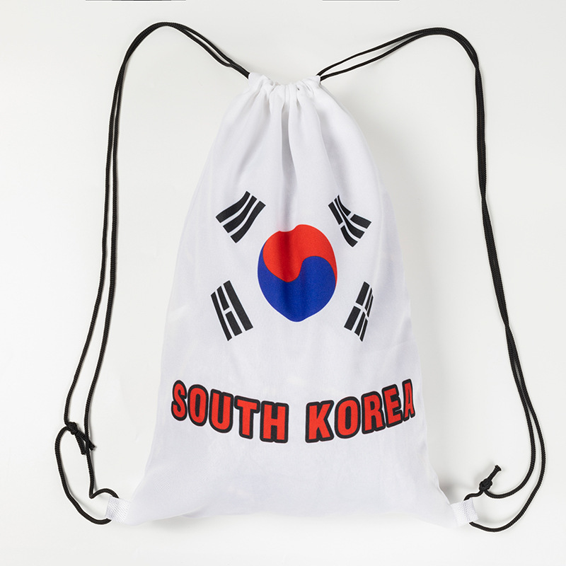 跨境新款欧洲杯国旗足球抽绳书包韩国South Korea球迷纪念礼品