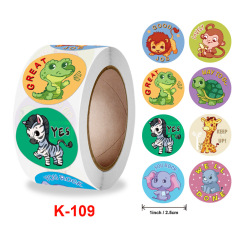 New Style Rollable Cute Animal Teacher Reward Motivational Student Children Sticker Toy Decor Washable Adhesive Labels