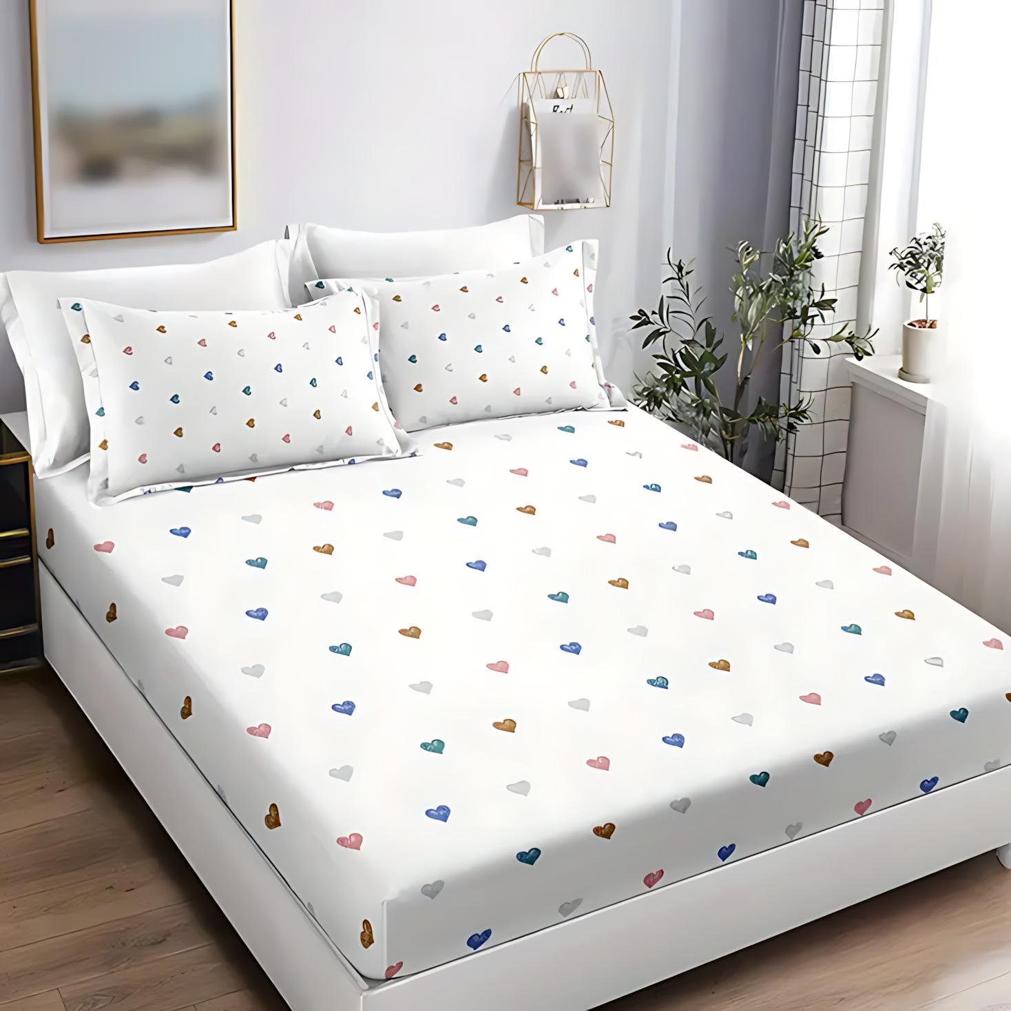 TEMU / JIT transfronterizo textil casero dulce arco iris flash gradiente 3D impresión digital cama kit de ropa de cama