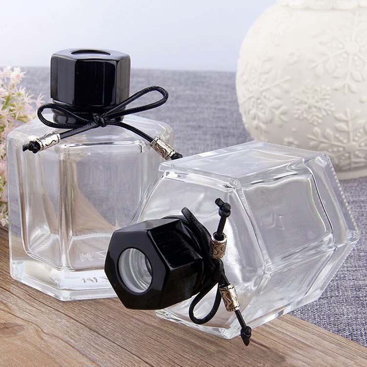 透明玻璃50ml100ml无火香薰玻璃瓶空瓶精油挥发香插六角瓶批发