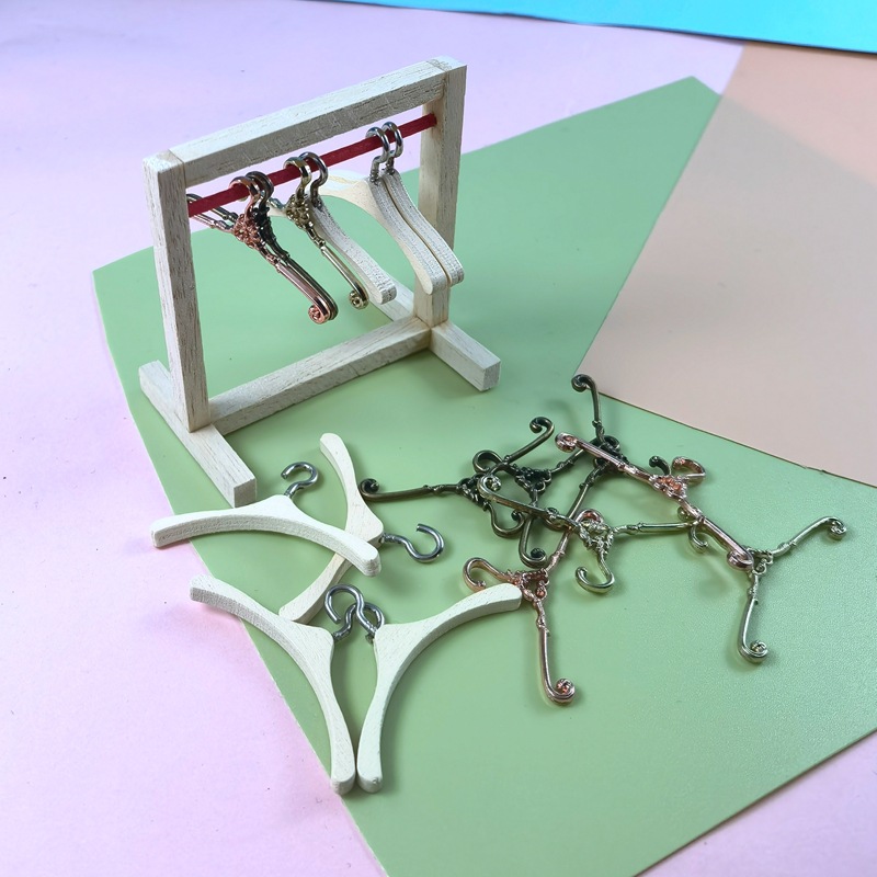 1:12bollhouse小布娃娃屋配件bjd小家具迷你娃用小衣架储存晾衣架|ru