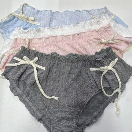 Autumn and winter New Twist cotton Women's boxer pants wide side seam braid bow warm and comfortable breathable skin-friendly underwear