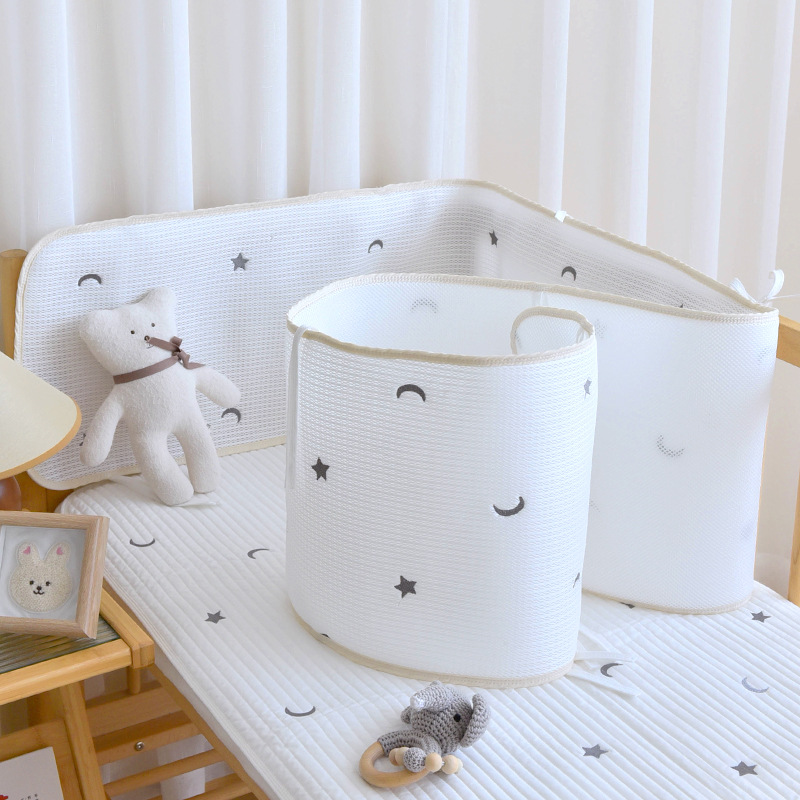 Circunferencia de cama de malla transpirable para bebés Verano recién nacido Cercas de amortiguación anticolisión para bebés Cojera de costura para niños Barandillas anticaídas