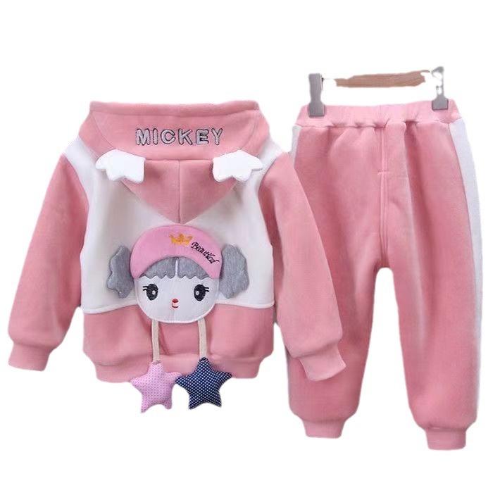 Mädchen Herbst Outfit 2025 Neue Stil Mädchen Bab Winter mit Plüsch und verdickter zweiteiliger Cartoon-Jacke_voghion.com