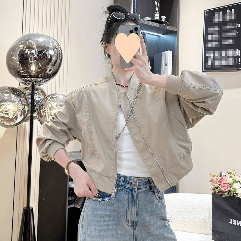 早秋女短款百搭休闲夹克上衣小个子简约时尚立领棒球服运动外套潮|undefined