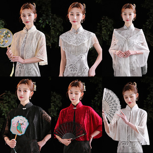 Los Bo "Wholesale Cloak Collection" Multi-color Optional Elegant Cheongsam Wedding Dress with Shawl Cape Women
