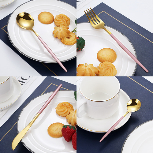 Cross-border stainless steel tableware set Portuguese steak knife, fork, spoon, chopsticks gift box four-piece Western tableware wholesale