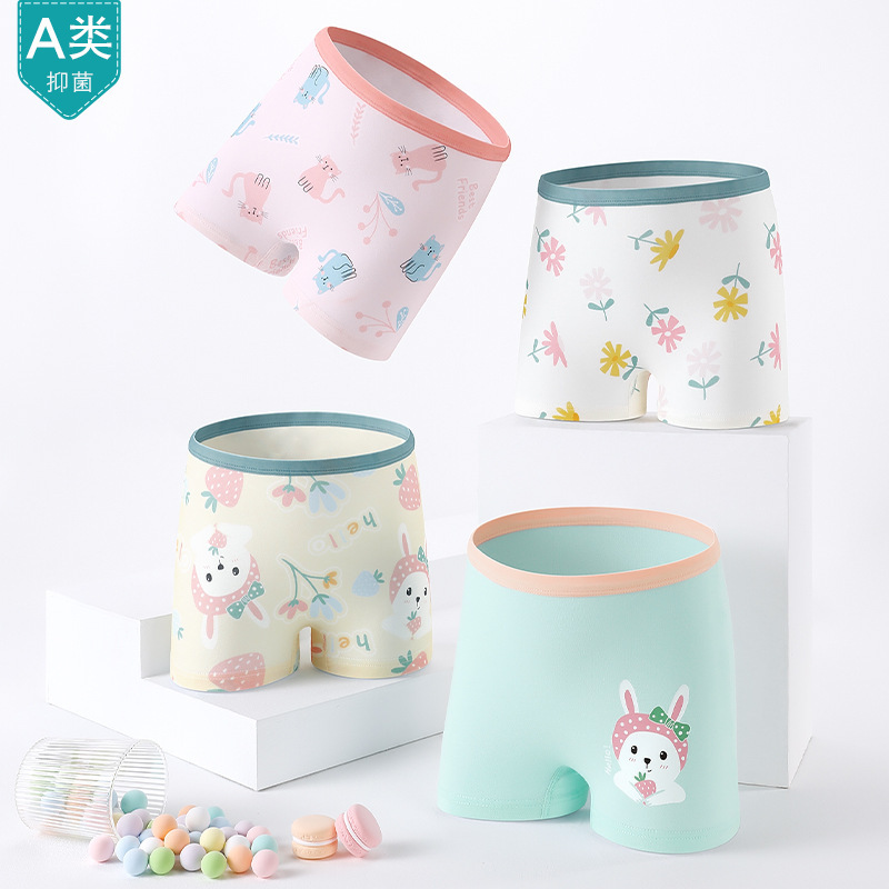 Girls' Underwear Pure Cotton Girls' Boxers Antibacterial Children's Boxers Baby Small Medium and Large Children's Cartoon Girls Underwear