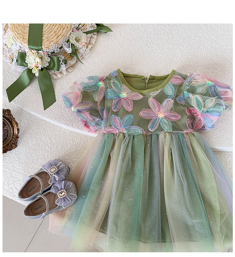 Title 3, Vestido de malla esponjoso y moderno para niñas...