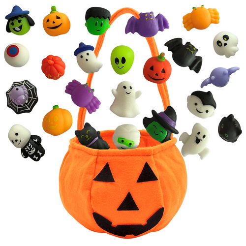 Halloween Nian Nian Yue Soft Cute Cartoon Pumpkin Stress Relieving Toy  Halloween 24PCS Group Blind Box Cross-border
