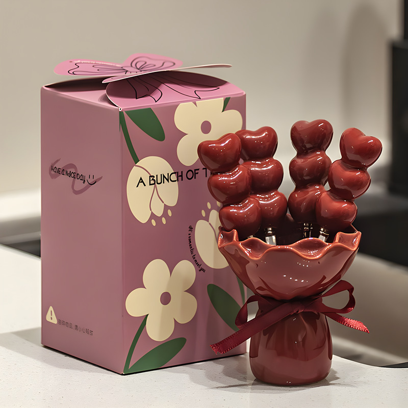かわいいデザートフルーツフォーク家庭用食器高価値クリエイティブセラミック保存瓶 + ステンレス鋼の小さなフォークセット|undefined
