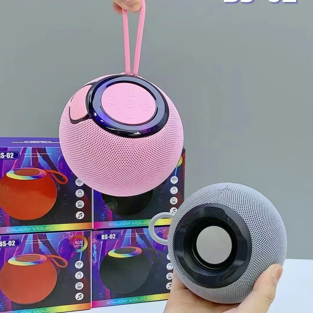 Comercio exterior nuevo pequeño redondo manzana altavoz inalámbrico bluetooth tela portátil tarjeta de enchufe de cuerda pequeña sonido bs - 02