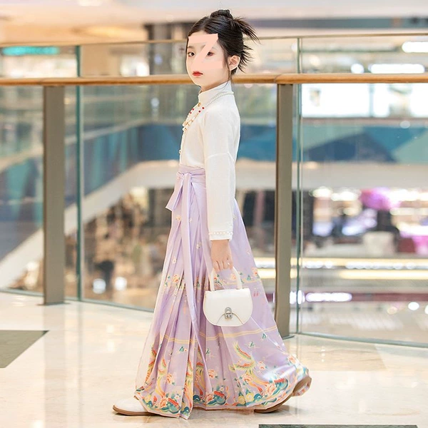 Purple long-sleeve, necklace, Chinese hairpin