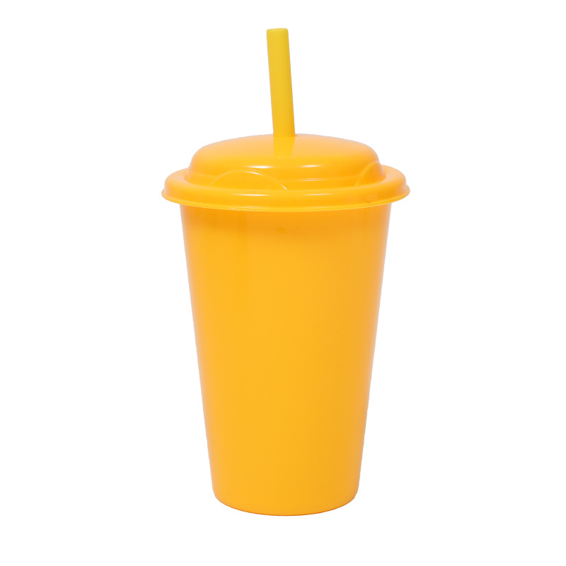 Nuevo hogar de una sola capa pp taza de paja para niños 350ml con tapa café jugo de plástico frío taza de agua portátil