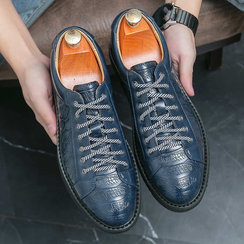 Primavera y verano transfronterizos nuevos zapatos de cuero de negocios con cordones para hombres Estación europea Moda de gran tamaño para hombres Zapatos formales para hombres Zapatillas casuales para hombres