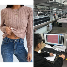 2021工廠直銷女式多色基礎款韓式毛衣定制圓領純色絞花針織毛衣