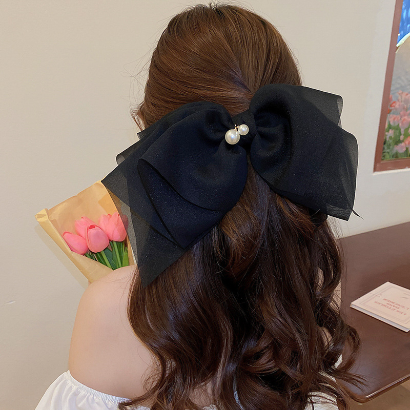 Corea del sur Dongdaemun negro arco clip de moda todo fósforo grande horquilla trasera cabeza updo temperamento accesorios para el cabello para las mujeres image 4