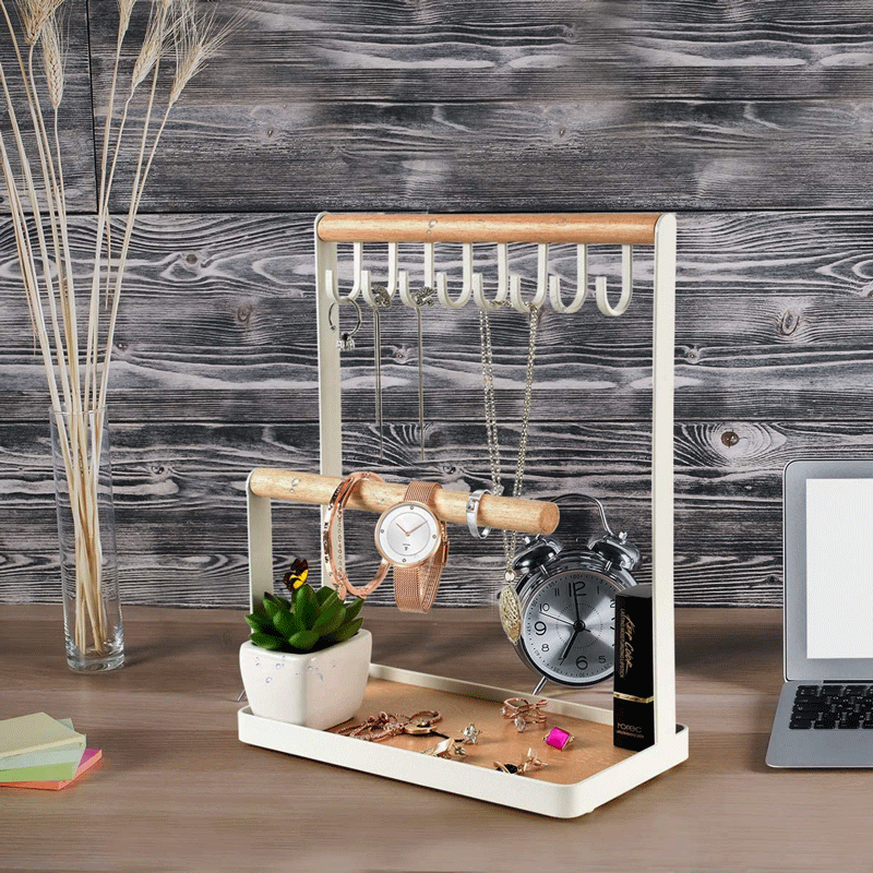 北欧风多层饰品挂钩架桌面首饰架耳环项链发饰手表珠宝展示收纳盒