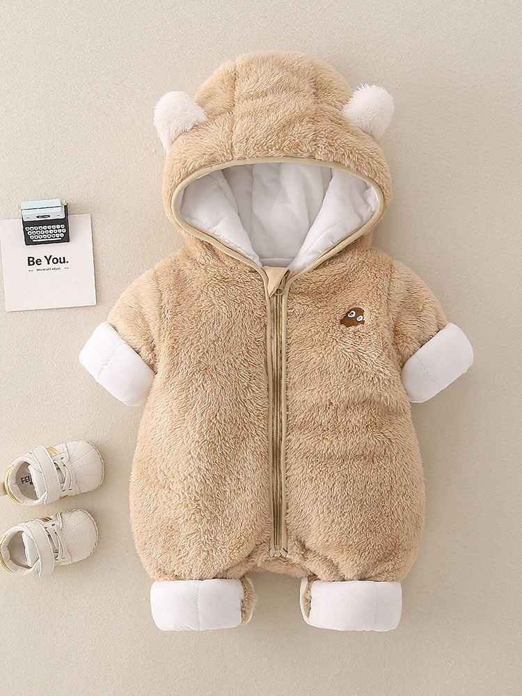 Ropa de bebé para otoño e invierno, engrosada con algodón, ropa de una pieza para niños y niñas, ropa de franela cálida para gatear al aire libre, ropa de algodón.