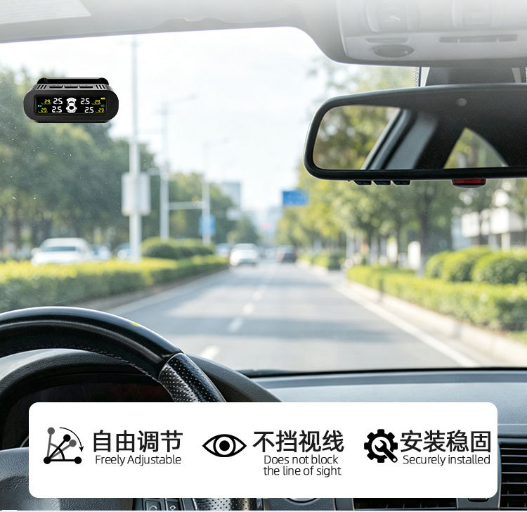 Tpms Solar-Powered Tire Pressure Monitoring System for Cars, Universal Tire Detection with Bracket, High-Precision Wireless Monitoring System