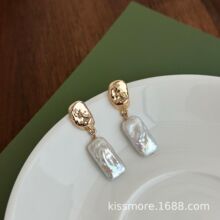 琛墨法式复古慵懒风异形巴洛克珍珠耳环轻奢小众中古耳饰高级感女