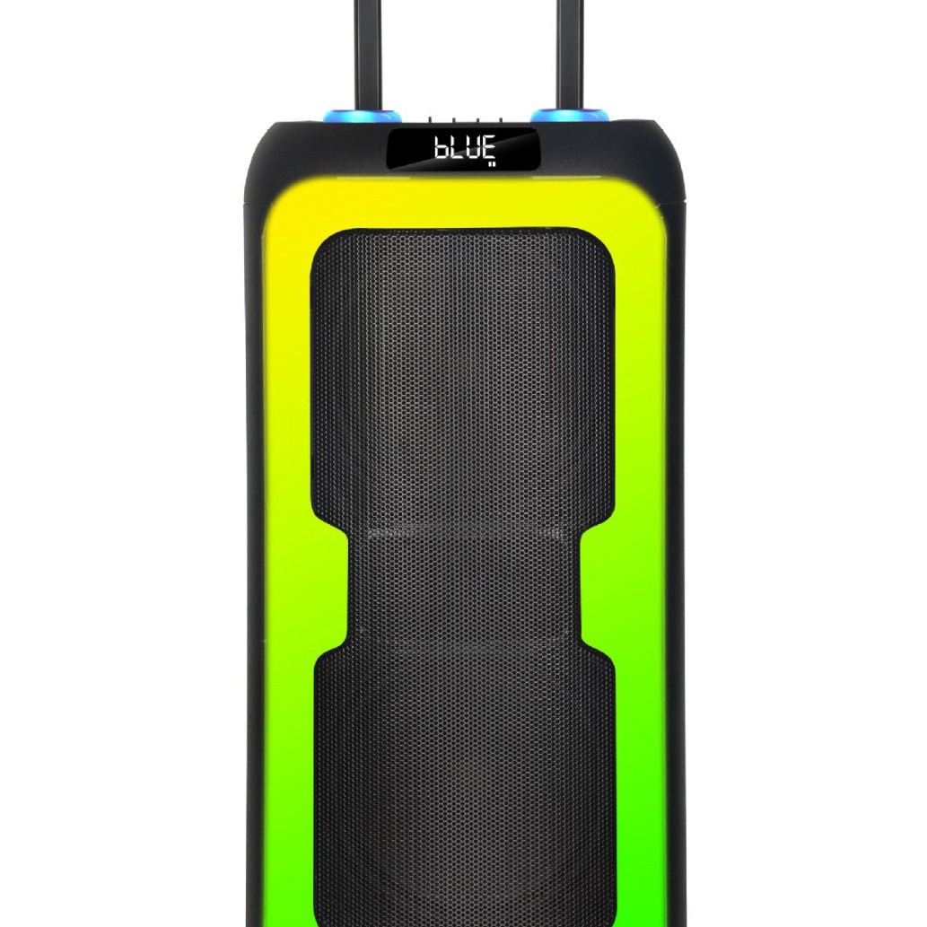 Subwoofer pesado colorido barra de tracción de sonido al aire libre doble 8 pulgadas alto volumen 2 micrófonos móviles inalámbricos Bluetooth