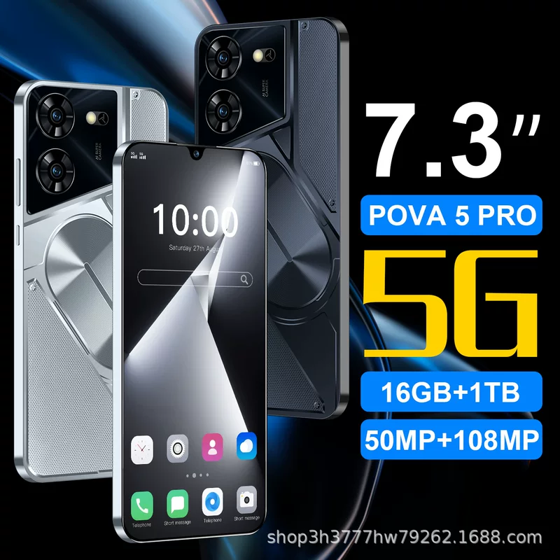 2025 новый кросс-бордер мобильный телефон Pova5Pro умный 7.3 дюйма сверхширокий экран полноэкранный прямой поставщик по низкой цене