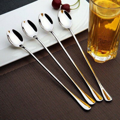 Spoon Long handle Long handle Spoon thickening stainless steel Coffee spoon Tip Stirring spoon Round Spoon Amazon