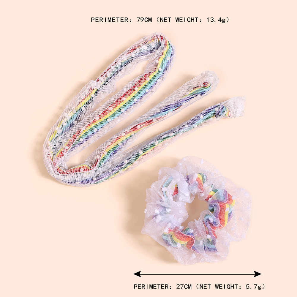 Banda de pelo de arco iris de hadas Corea del Sur tocado diadema ins banda de pelo de intestino grande chica Linda malla cuerda de pelo Cola de Caballo banda de goma