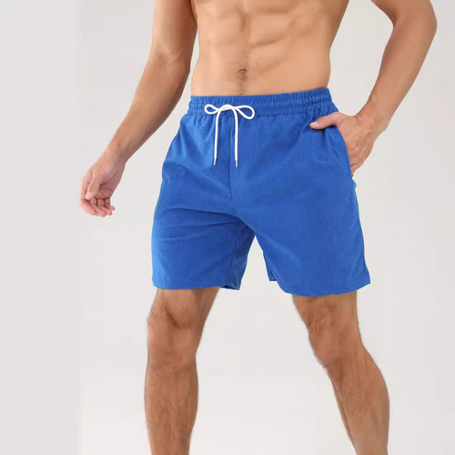 Summer Solid Color Athletic Corduroy Simple Five-Finger Shorts Men's Shorts Casual Pants