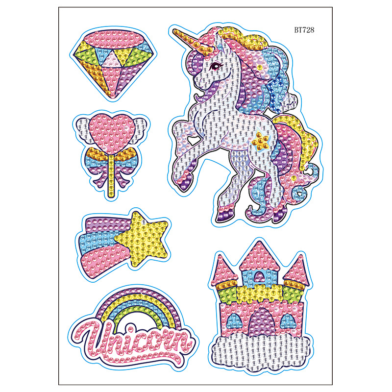 Nuevos pegatinas de taza de agua transfronterizas para niños dibujos de diamantes aleatorios pegatinas hechas a mano diy pegatinas de diamantes unicornios de dibujos animados mayorista