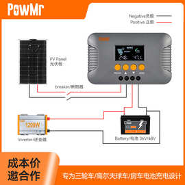 100W200W柔性太阳能板房车电动车高尔夫球车电池充电控制器系统
