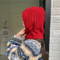 秋冬新彩色手工钩针毛线巴拉克拉法帽子女韩系氛围感镂空套头帽潮