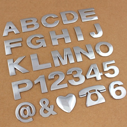 金属汽车英文字母小写车贴纸个性改装数字号码爱心创意排量标尾标