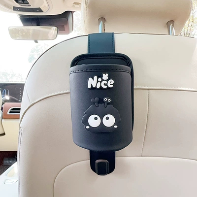 Car cup holder/beverage holder – Women - black-leather-water-cup-holder-with-hook-xiaocao-coal