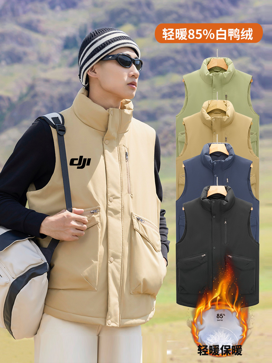 Montaña multi-bolsillo sin mangas hombro cross-border chaleco de arroz blanco herramientas al aire libre chaleco de plumón hombre de alta gama personalizado