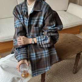 简梦加绒加厚衬衫 2025冬季新款 英伦格子上衣女保暖衬衣外套1139