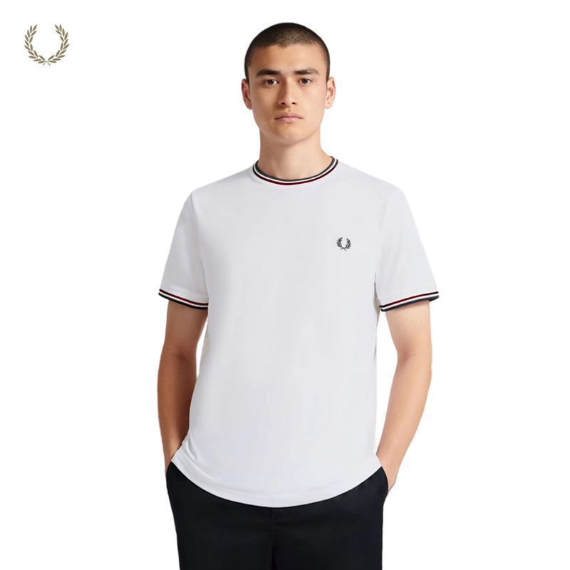 Fred Perry Men's Short Sleeve T-Shirt 2022 Summer New Casual Embroidered Striped Cotton Round Neck Free Shipping