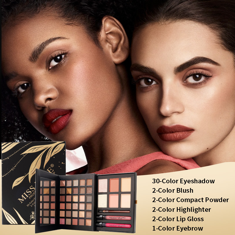 MISS ROSE cross-border eyeshadow polvo de blush de alto brillo bandeja de maquillaje con cajón de espejo caja de maquillaje retráctil