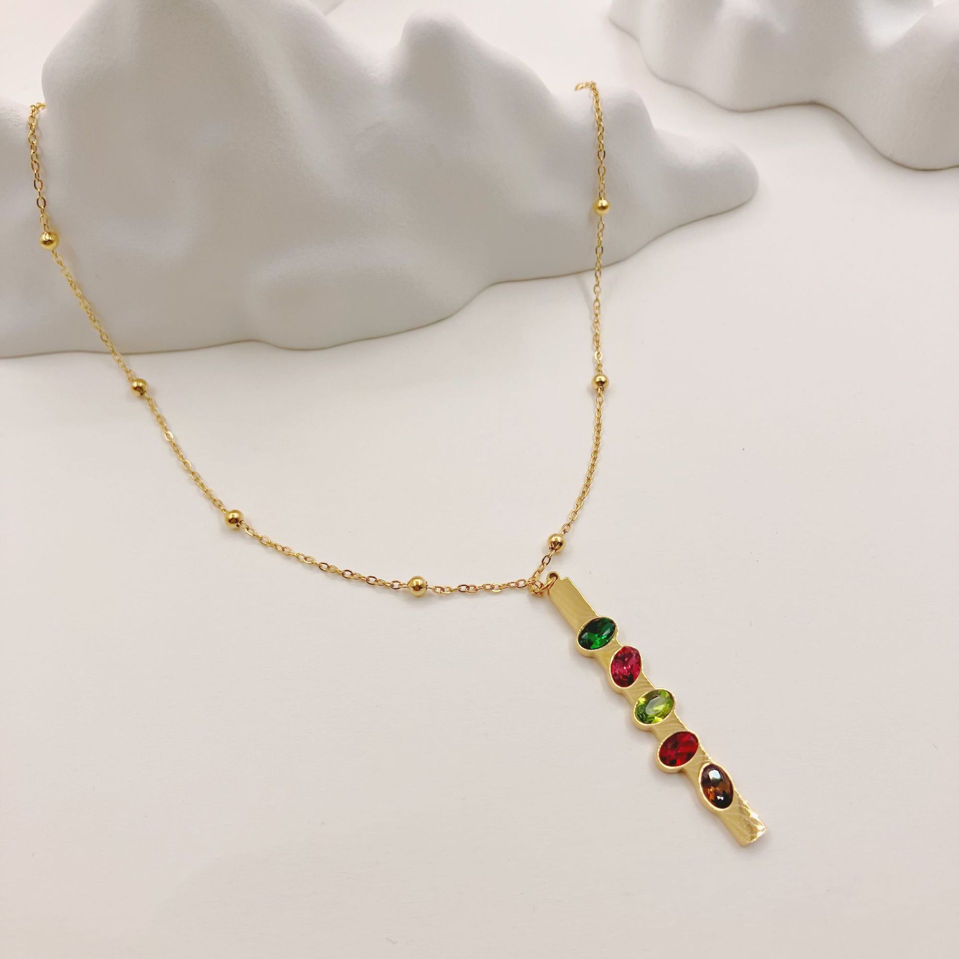 Simple Style Geometric Stainless Steel Plating Zircon Pendant Necklace