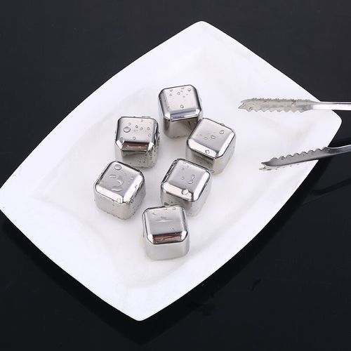 Food grade 304 stainless steel bulk ice quick-frozen ice particles metal whiskey ice wine stone clip set gift box