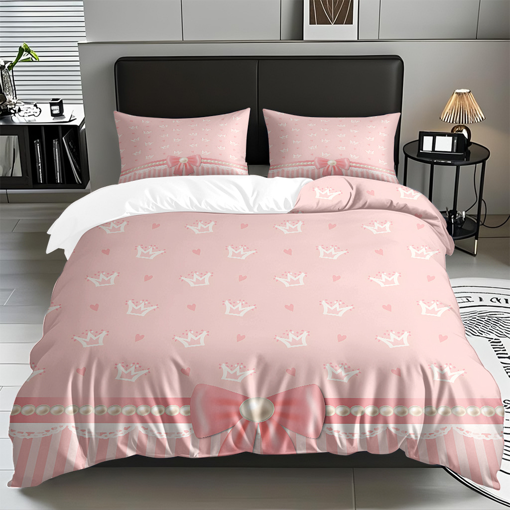 Ins Wind Pink Bow Digital Printed Colchón Set Pillow Cover Comercio electrónico transfronterizo preferido para adaptarse al modo JIT