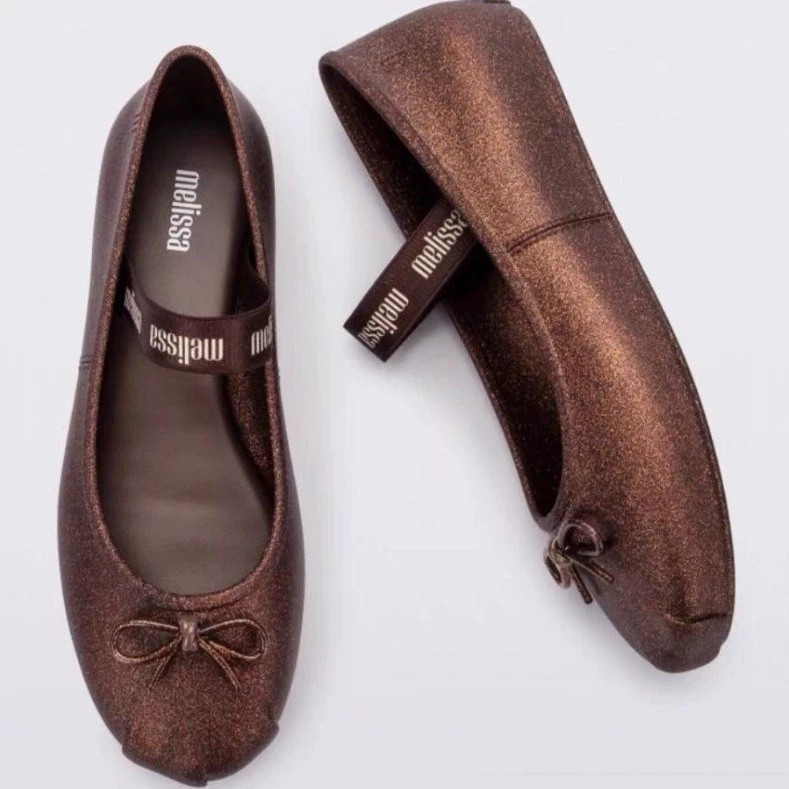 2025 новые весенние и осенние женские туфли Melissa на плоской подошве с бантом, простые балетки с квадратной головкой, удобные женские балетки